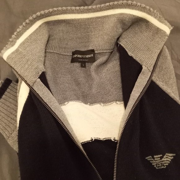 EMPORIO ARMANI - Full zip tri-color cardigan - Sz M-L - Picture 7 of 16